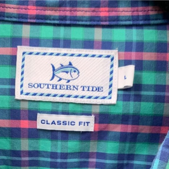 Southern Tide Shirt Men's Large Button Down Academia Plaid Long Sleeve Colorful - Picture 3 of 6
